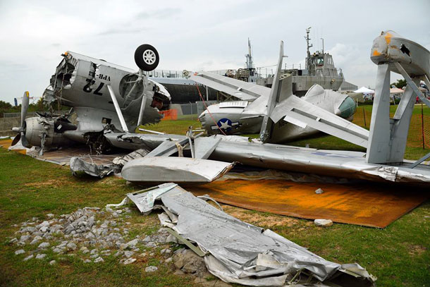 The mangled remains of PBY-6A N85U after being moved to the USS Alabama Battleship Park Museum in Mobile, AL Photo: via Heijo Kuil