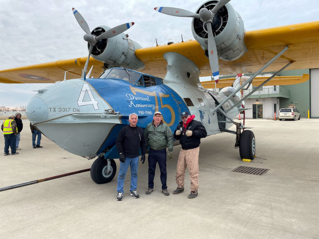 PBY-6A N4NC after arrival at its new home at the Liberty Aviation Musuem - the crew consisted of, left to right, Todd Mather, Scott Boyer and Doug Rozendaal. Liberty Aviation Museum