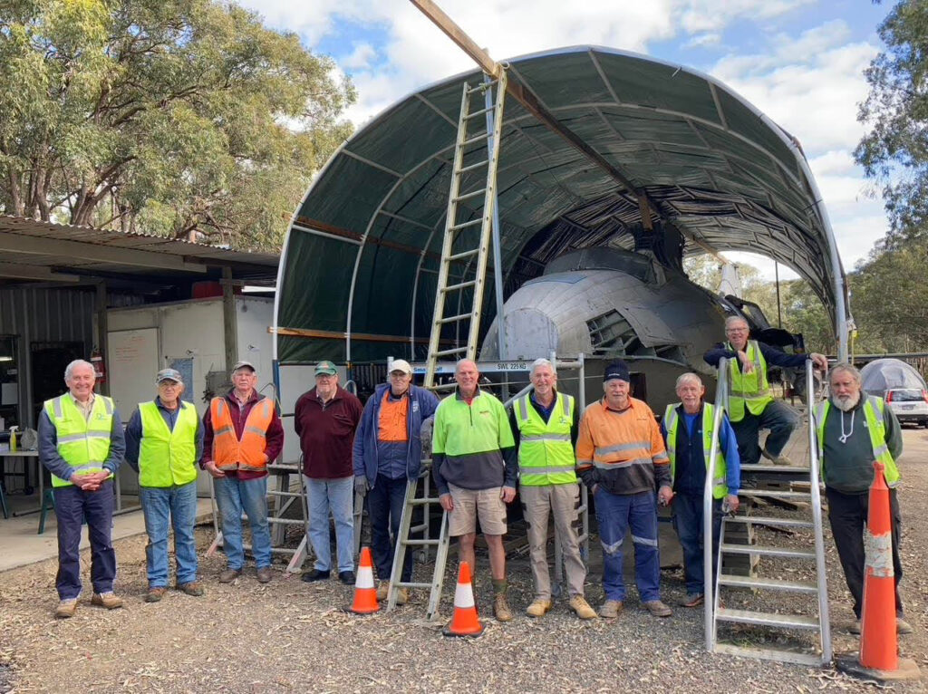 Some of the volunteers involved in the restoration of the Rathmines Catalina Association PBY-5A Our Girl in the Kilaben area of New South Wales earlier this year Steve Wenbam/RCA