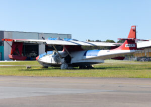 The Catalina Flying Memorial Ltd’s PBY-6A VH-CAT looking sorry for herself at Bankstown Airport in October last year Paul McCarthy