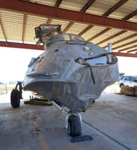 Cockpit and bow section of the wrecked N413PB at Buckeye Municipal Airport, Arizona in mid-March this year Robert Feeley