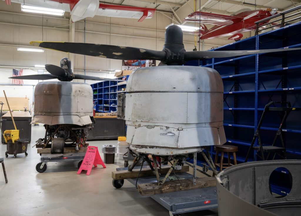 PBY-5A N607CC’s engines in store at the Kalamazoo Air Zoo in Michigan whilst the airframe receives attentionKalamazoo Air Zoo