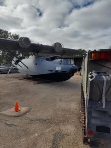 At Merriden, Western Australia, the wing recently went back on to hull of the former Royal Australian Air Force PBY-5 A24-46 Vicki Mick Allen